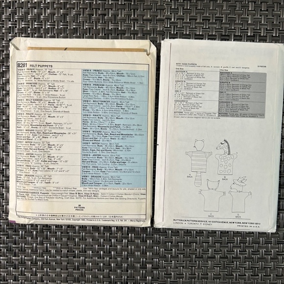 3 Vintage 80's Puppet Craft Patterns Butterick McCalls Puppeteers Puppet Show - Picture 5 of 9